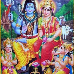 Shiva Family Tanjore Painting Wall Art With Frame