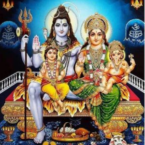 Shiva Family Tanjore Art Painting With Frame