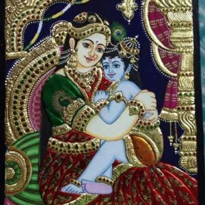 Yashoda with Krishna Art Painting with Frame