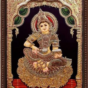 ANNAPOORANI RED TANJORE PAINTING WITH FRAME