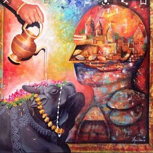 Banaras Ghat Handpainted paintings on Canvas Wall Art Painting