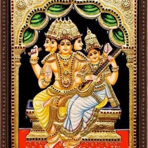Brahma Saraswati Tanjore Painting With Frame
