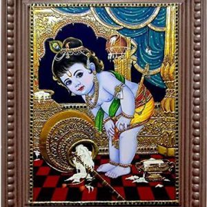 Butter Krishna Tanjore Painting With Frame