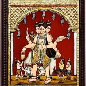 Divine Dattatreya Tanjore Painting With Frame