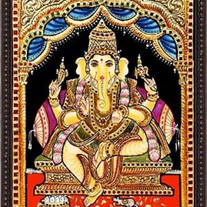 Ganesha Tanjore painting With Frame