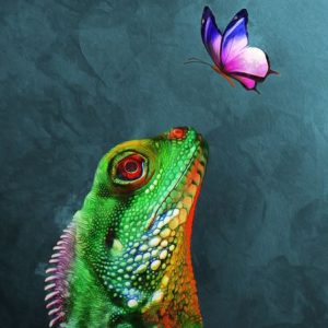 Colorful Green Iguana Art Painting Posters And Prints On Canvas (Without Frame)