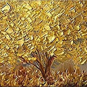 Modern 3D Gold Tree Texture Handmade Canvas Painting