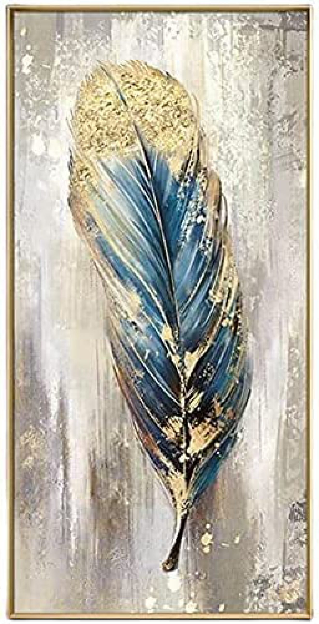 Modern golden feather Hand-Painted On Canvas painting