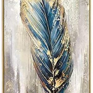 Modern golden feather Hand-Painted On Canvas painting