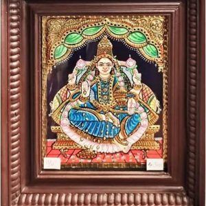 Blue Lakshmi Tanjore Painting With Frame
