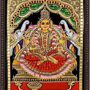South Indian Lakshmi Tanjore Art Painting with Frame