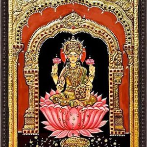 Lotus Lakshmi Tanjore Painting With Frame