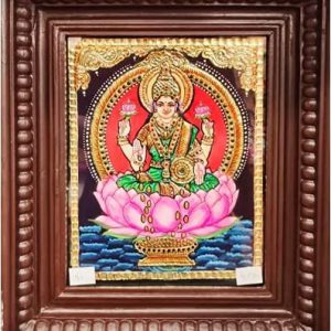 Lotus Lakshmi Tanjore Painting With Frame