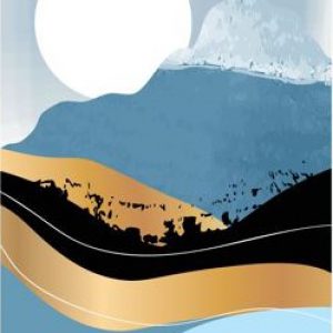 Abstract Moon And Mountains Canvas Art Painting (Without Frame)