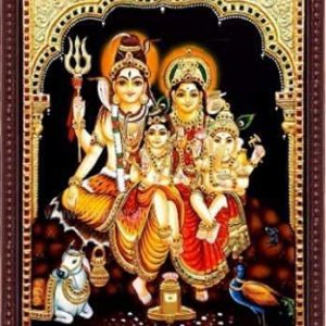 SHIVA FAMILY TANJORE PAINTING WITH FRAME