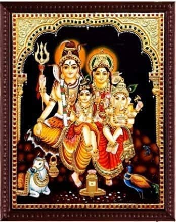 SIVA FAMILY TANJORE PAINTING