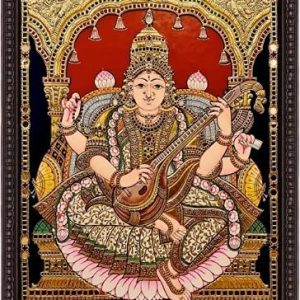 Traditional Saraswathi Tanjore Painting With Frame