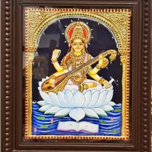 Traditional Tanjore Saraswathi Painting With Frame