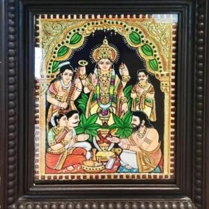 Traditional Tanjore Painting Satyanarayana Painting With Frame  15inc x 13inc x2inc