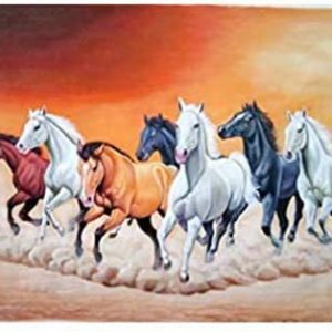 Graceful Seven Running Horses Handpainted Canvas Painting