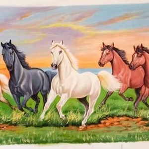 Seven Running Horses Handpainted painting on Canvas Wall Art