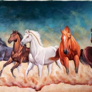 Seven Running Horses Art Handpainted Canvas Painting