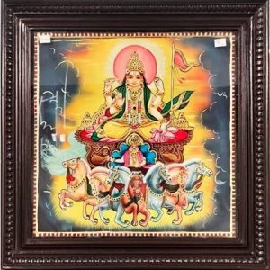 Traditional Suryabhagavan Tanjore Painting With Frame