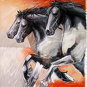 Hand-Painted Three Running Horses paintings on Canvas Painting (Without Frame