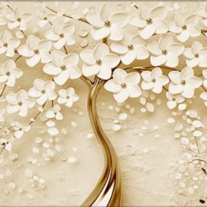 3D White Flowers Canvas Painting Modern Nordic Plant Posters And Prints Wall Art Picture D No Frame