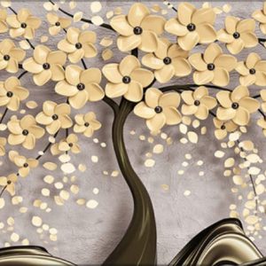 3D White Flowers Canvas Painting Modern Nordic Plant Posters And Prints Wall Art Picture E No Frame