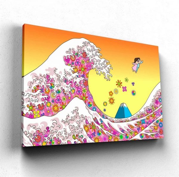 Japan Kanagawa Big Wave Cartoon Art Posters and Prints Canvas Wall Art Painting No Frame