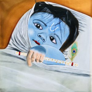 Little Krishna Canvas painting” Handmade Painting