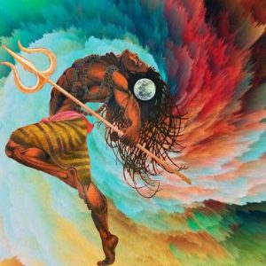 Shiva Tandav Hand-painted Canvas Painting Masterpiece