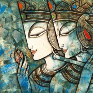 Eternal Love Radha Krishna Painting Handpainted Masterpiece