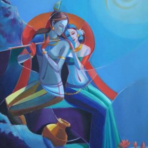 Radha Krishna Forever Love Painting Handpainted Unframed