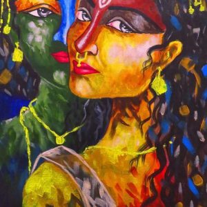 Radha Krishna Love Forever AC Oil Painting Handpainted On Canvas (Without Frame)