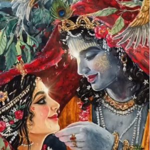 Radha Krishna canvas painting Handpainted On Canvas Unframed