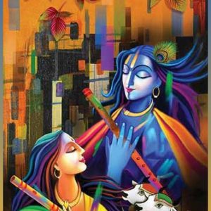 Radha Krishna Eternal Love Painting Handpainted Unframed