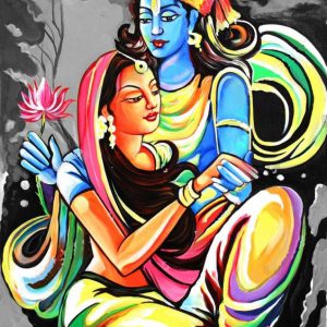 Radha Krishna Eternal Love Painting Handpainted Unframed