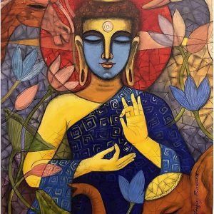 Serenity Buddha Meditation Hand-Painted On Canvas Painting