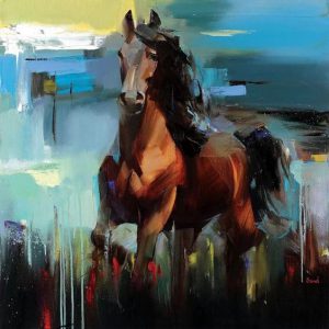 Graceful Running Horse Hand-Painted Painting On Canvas (Without Frame)