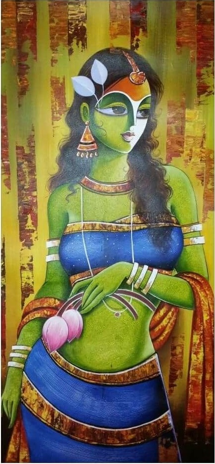 A Women Hand Painted Painting