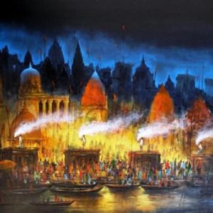 Banaras Ghat D Handmade Painting Canvas Art Masterpiece