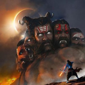 Ram Defeats Ravan Hand-Painted Painting On Canvas Unframed