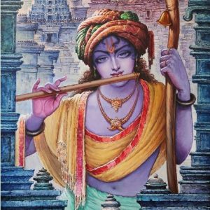 Spiritual Krishna Handmade Painting Canvas Art Masterpiece