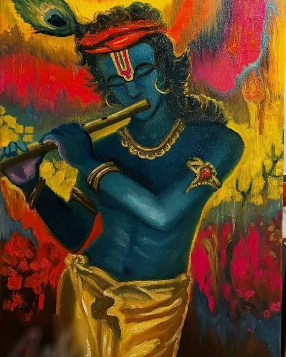 Krishna Hand Painted Painting On Canvas Q