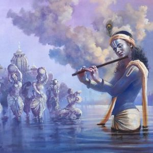 Krishna Hand-Painted Painting On Canvas Masterpiece