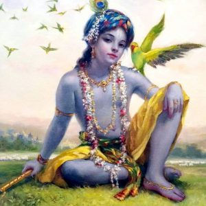 Krishna Hand-Painted Painting On Canvas W (Without Frame)