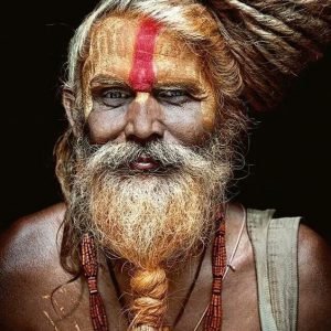 Kumbh mela Priest Hand-Painted Painting On Canvas Unframed