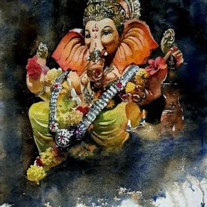 Hand-painted Lord Ganesha Canvas Art Painting Masterpiece